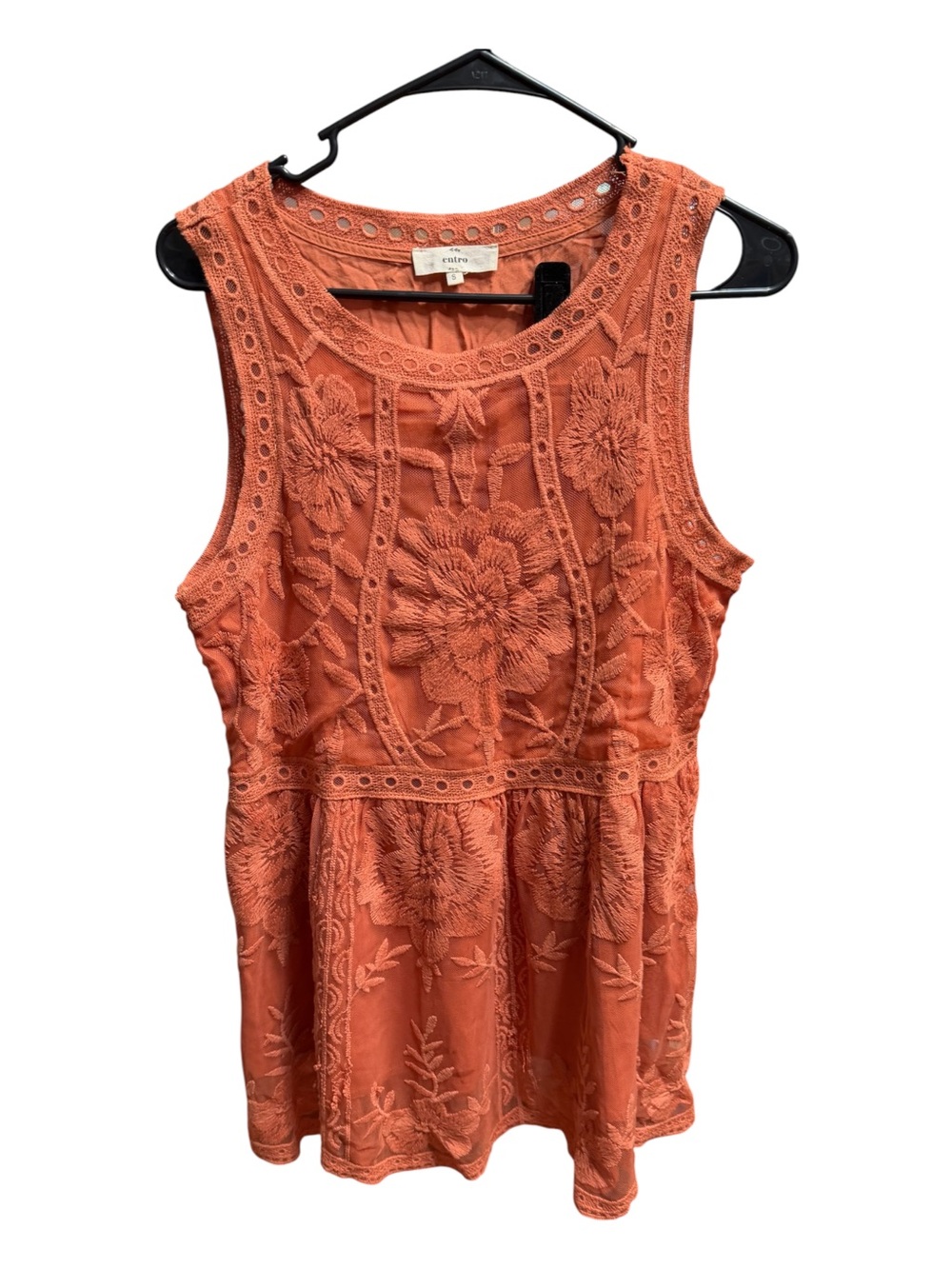entro Coral Embroidered Sleeveless Mini Dress
